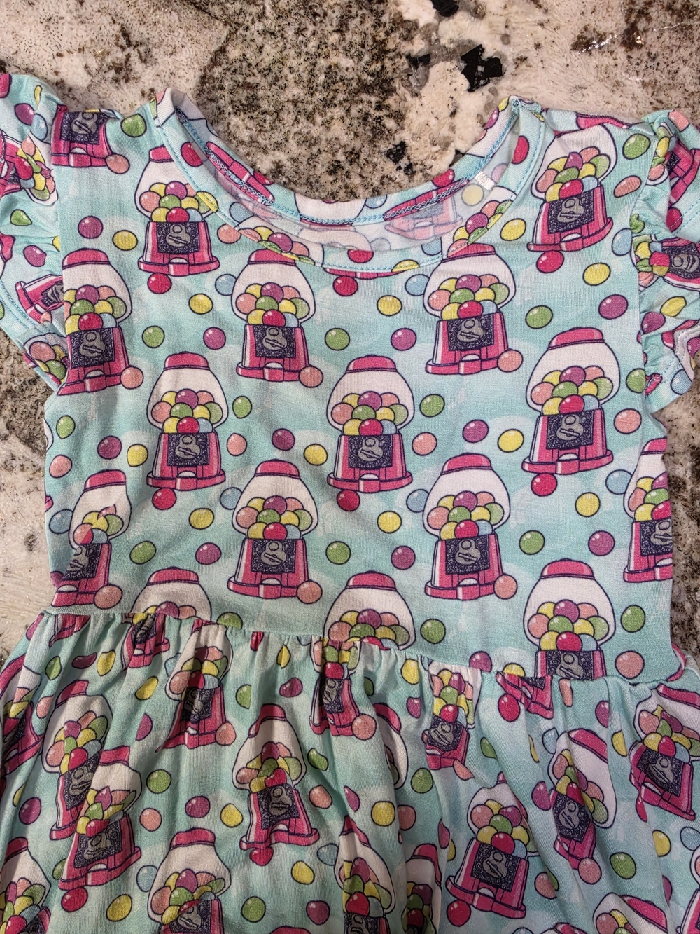 Posh Peanut Bamboo Light Blue Gumball Print Twirl Dress Summer Spring 4t - Picture 4 of 5